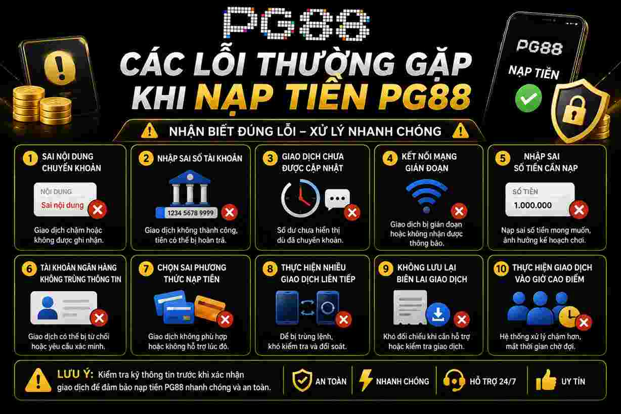 Nạp tiền PG99 và các lỗi thường gặp